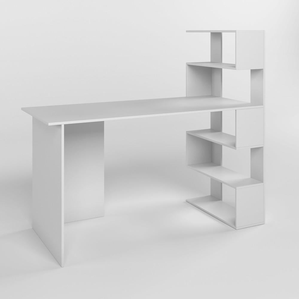 Стіл комп'ютерний М-ЗОН Джеко 1416P правий з полицями Німфея Альба (MZN-031028) - фото 1 Стіл комп'ютерний М-ЗОН Джеко 1416P правий з полицями Німфея Альба (MZN-031028) - фото 1