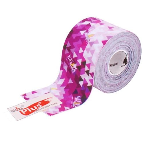 Кинезио тейп усиленный Nasara Plus с принтом 5 см х 5 м Розовый треугольник (ND004)
