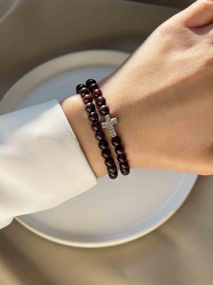 Браслет женский из натурального граната в два оборота (4712)