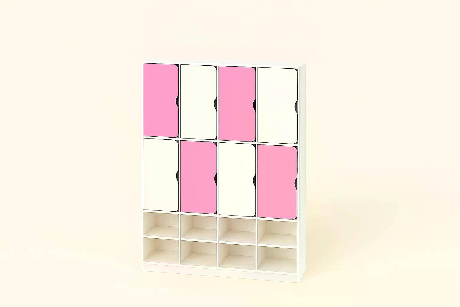 Шкаф для одежды DS-55 8-секций на металлических регулируемых Белый/Розовый