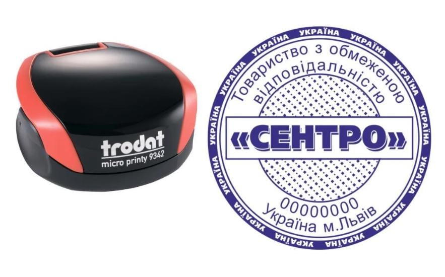 Печать ТОВ на карманном оснащении Trodat Micro Printy 9342 d 42 мм Красный (ООО9/9342/R)