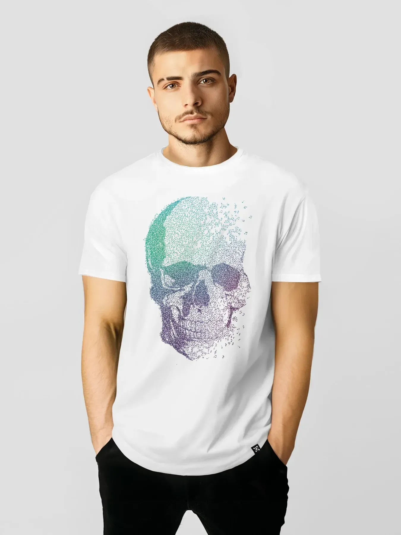 Футболка мужская Music Skull 3XL Белый (26923418)