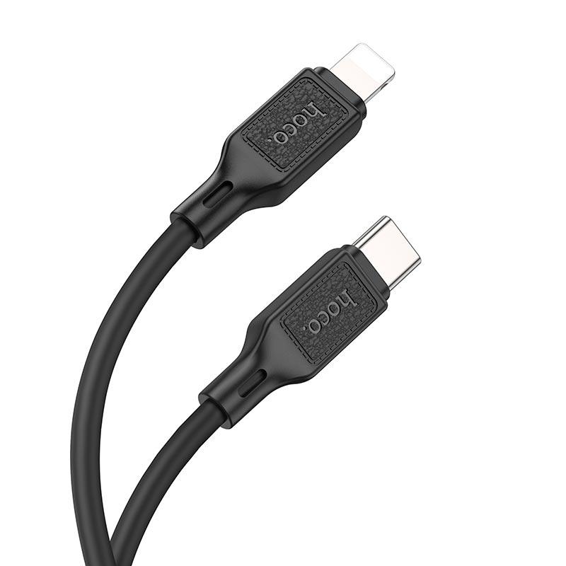 Кабель Hoco X90 Type-C to Lightning cool Silicone PD Charging Data cable 1 м 20W 3A Black (11314880) - фото 3