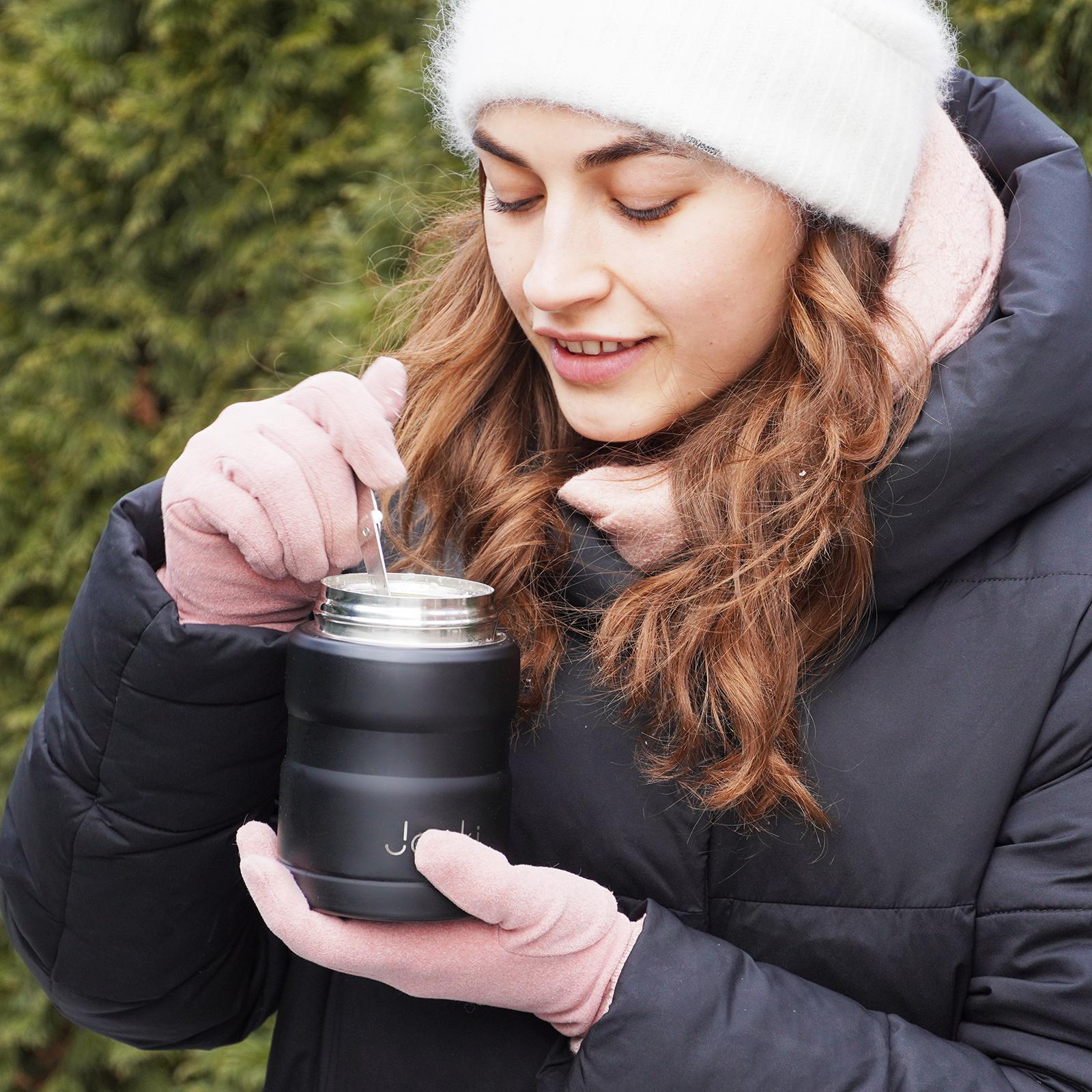 Термос для еды CUP металлический с металлической ложкой 500 мл Черный (25786757) - фото 4