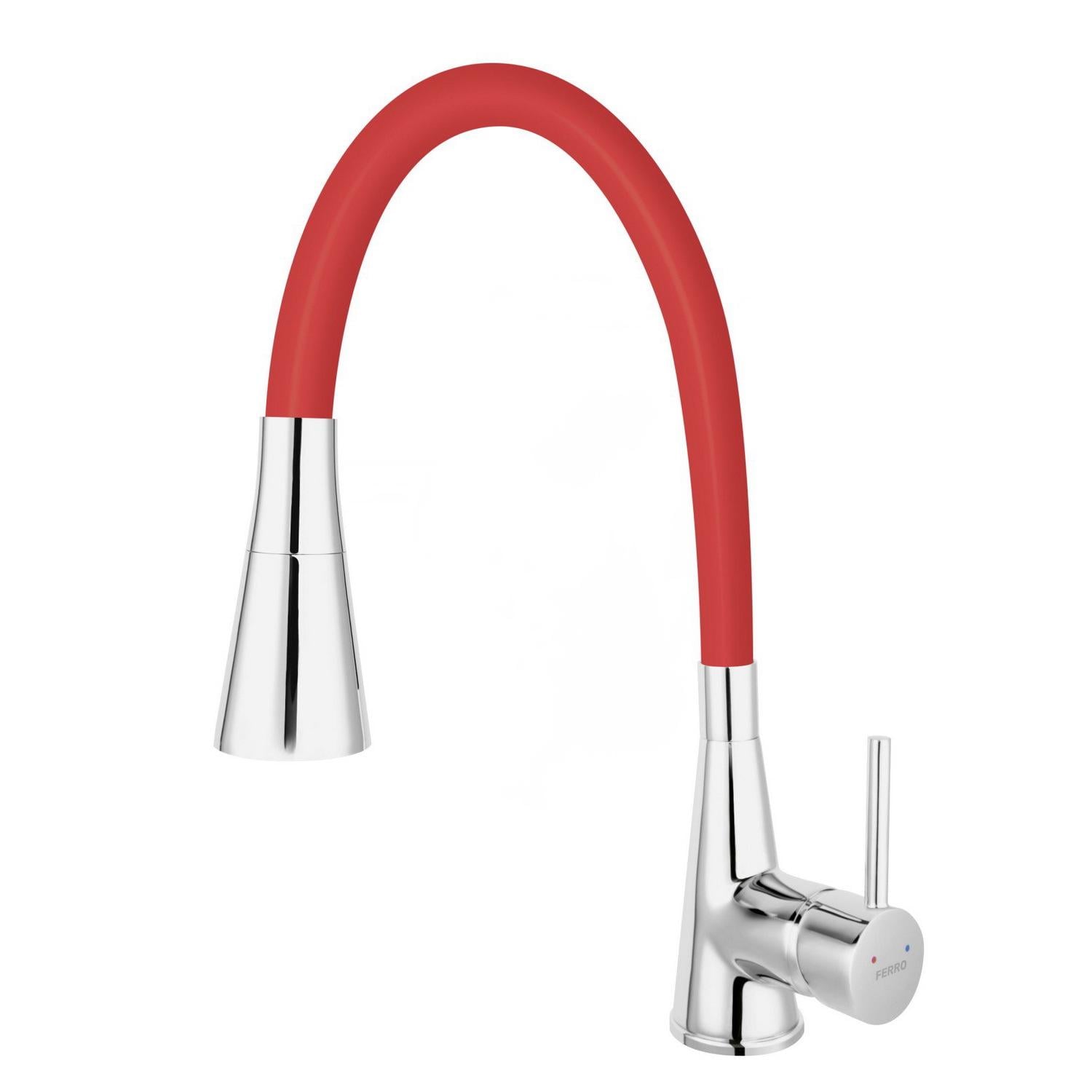 Смеситель для кухни Ferro Zumba II BZA42R с гибким изливом Красный (174782)