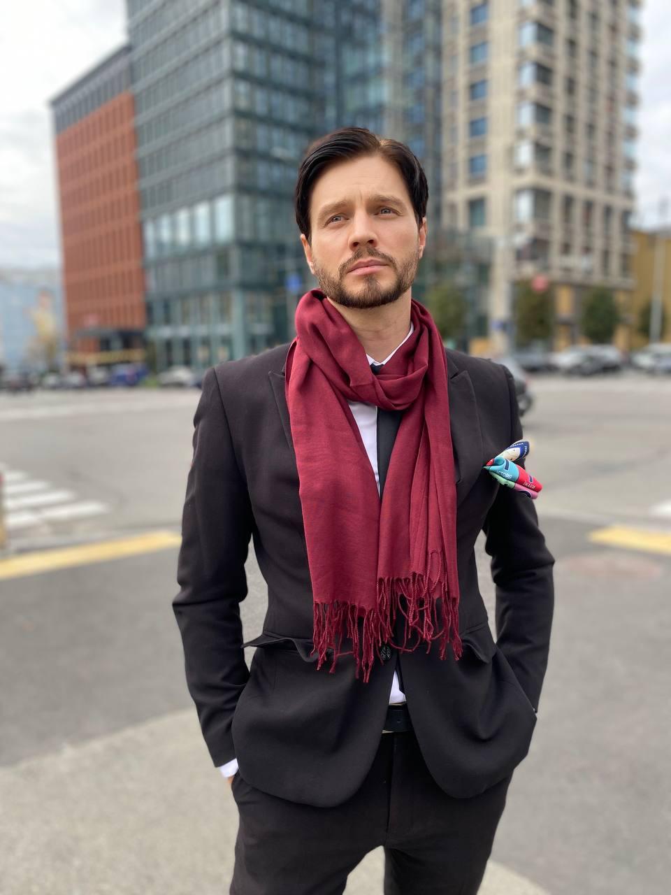 Шарф чоловічий My Scarf Мілан 180х60 см Бургунді (29512463)
