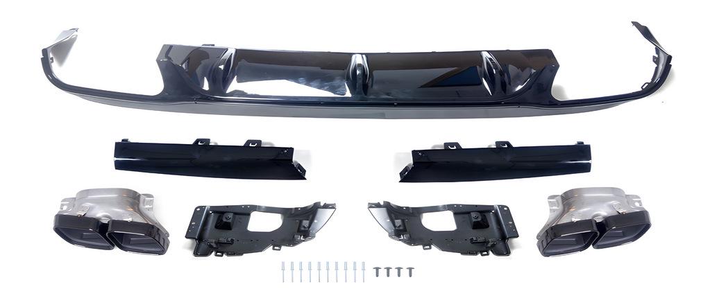 Задній дифузор з насадками Cixtai для Mercedes E-сlass W213 2016- рр. abs-пластик Чорний