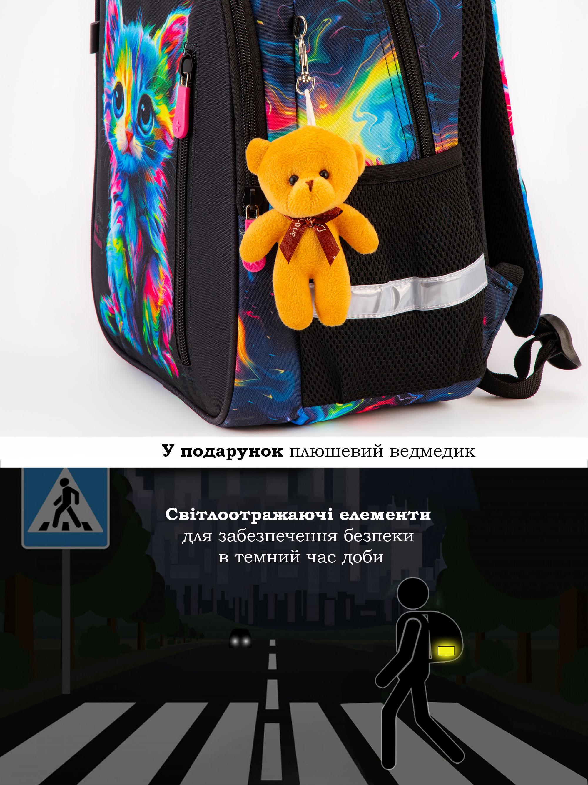 Школьный рюкзак для девочки в 1 класс School Standard Кот с ортопедической спинкой 38х28х16 см (160-18) - фото 7