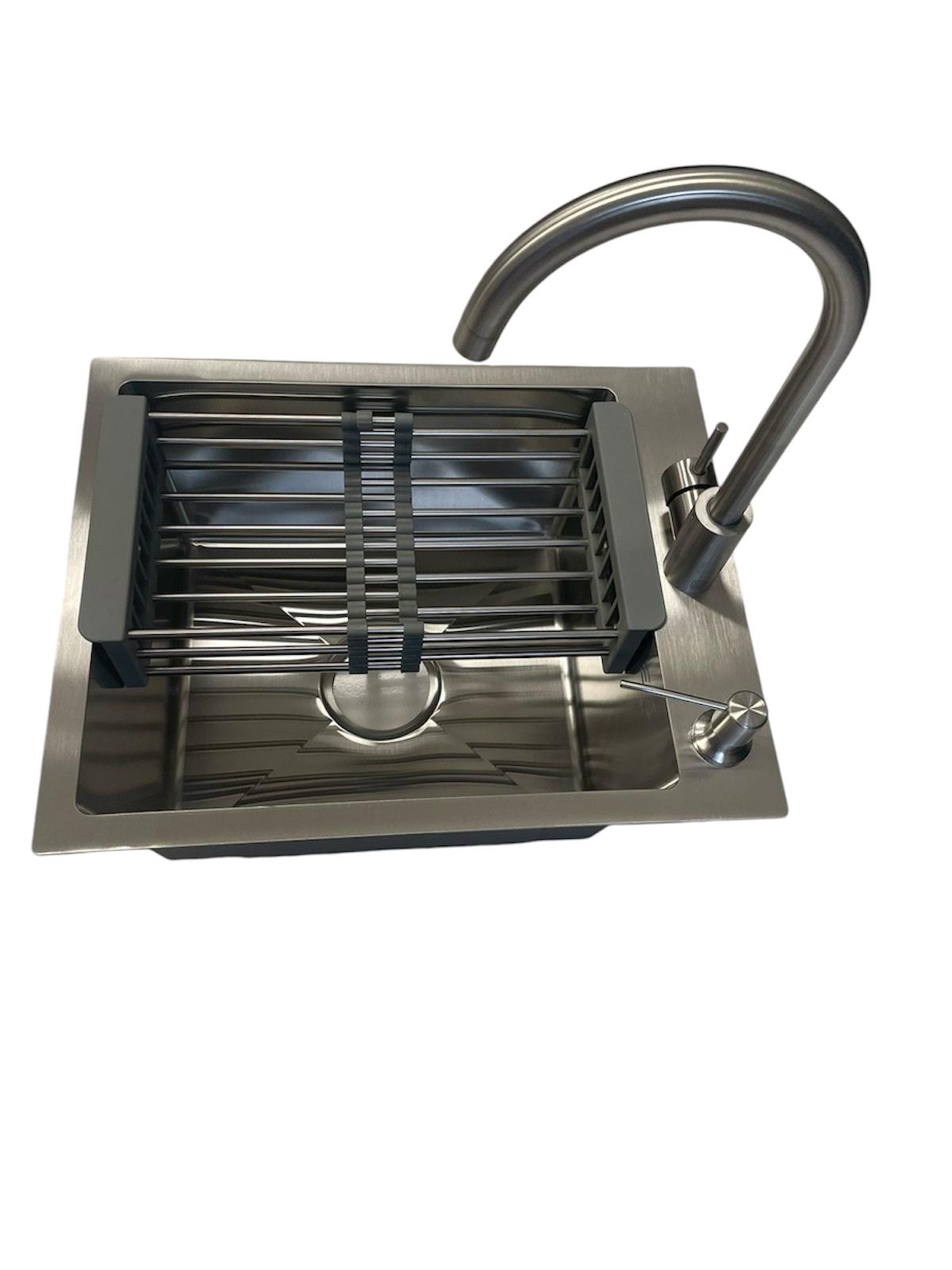 Мийка кухонна Lidz 4050 Brush 30/10 мм/змішувач для кухні Lidz з нержавіючої сталі