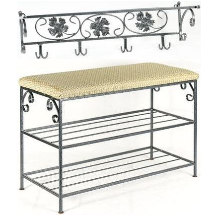 Полка для обуви Софт Венеция с настенной вешалкой Серебряный (847)