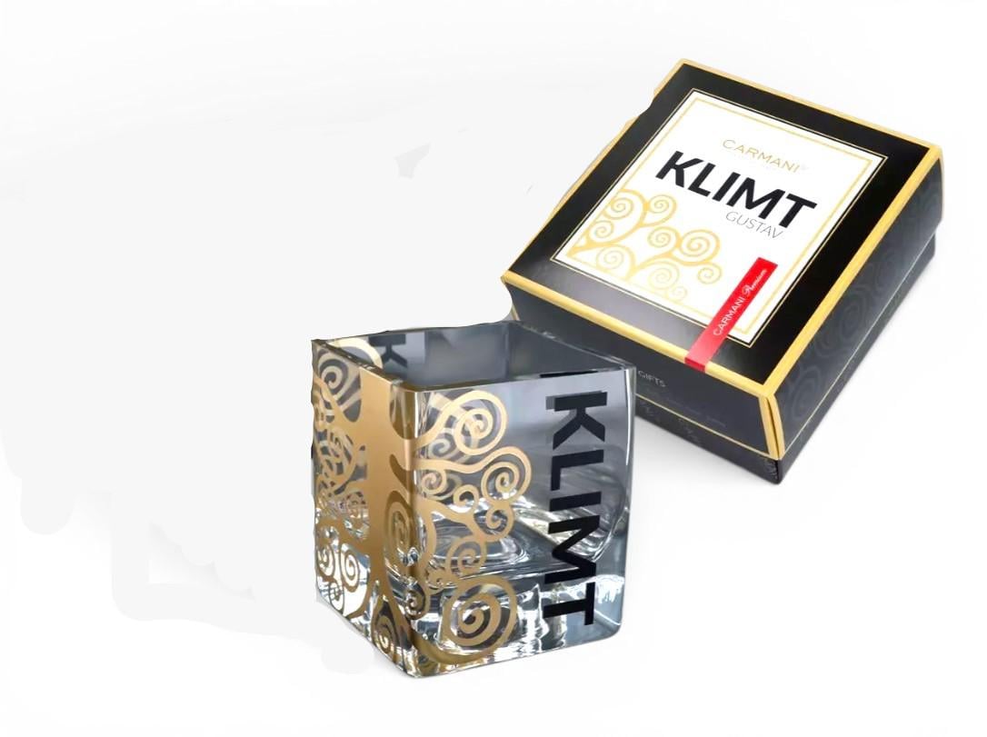 Ваза-подсвечник стеклянный Г. Климт Поцелуй Carmani h 10 см (841-5401)