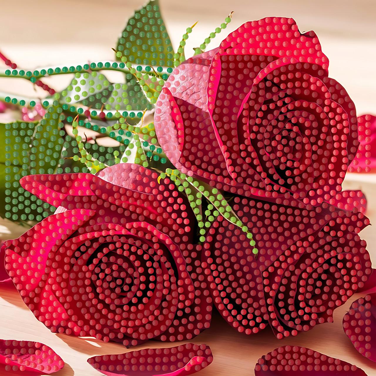 Алмазная мозаика Strateg Розы на бумажной основе 18х18 см (ZAV1818-16)