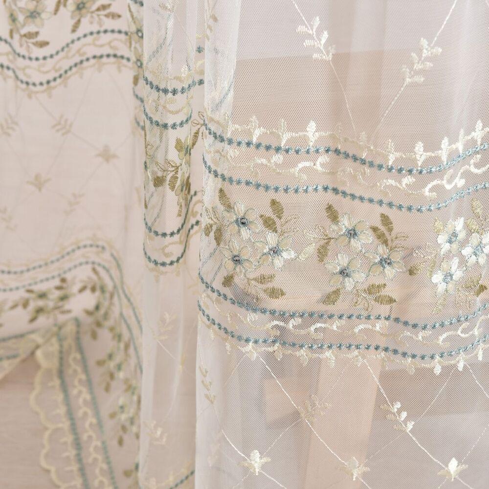 Ткань фатин с вышивкой Марсель V-3 Бирюзовый (19092)