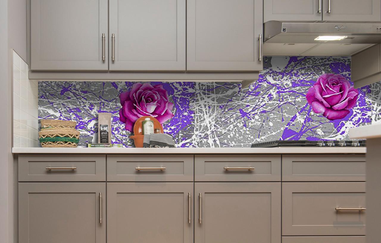 Кухонный фартук Брызги краски розы из самоклеющейся виниловой пленки 60х250 см Фиолетовый Кухонный фартук Брызги краски розы из самоклеющейся виниловой пленки 60х250 см Фиолетовый