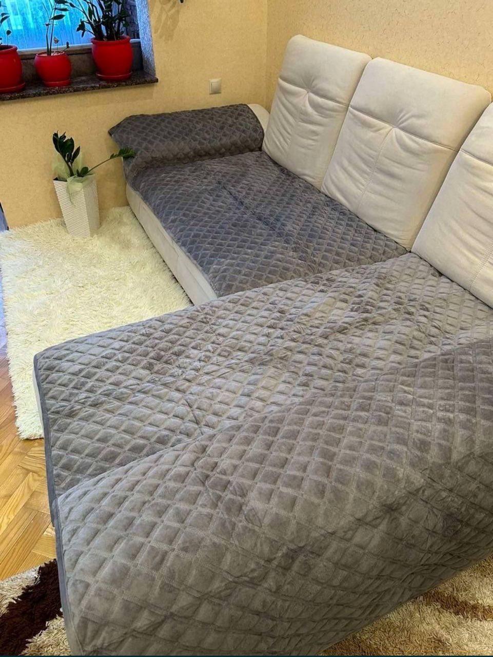 Покривала-накидки на диван та крісла 3в1 Сірий