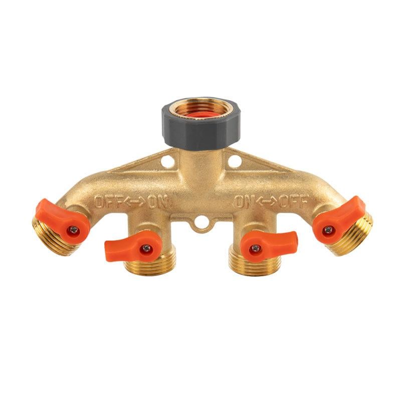 Коллектор Brass Soft 4-ходовой с клапанами РЗ 3/4" соединение с краном РВ 3/4" латунь (BR-S3034) - фото 1