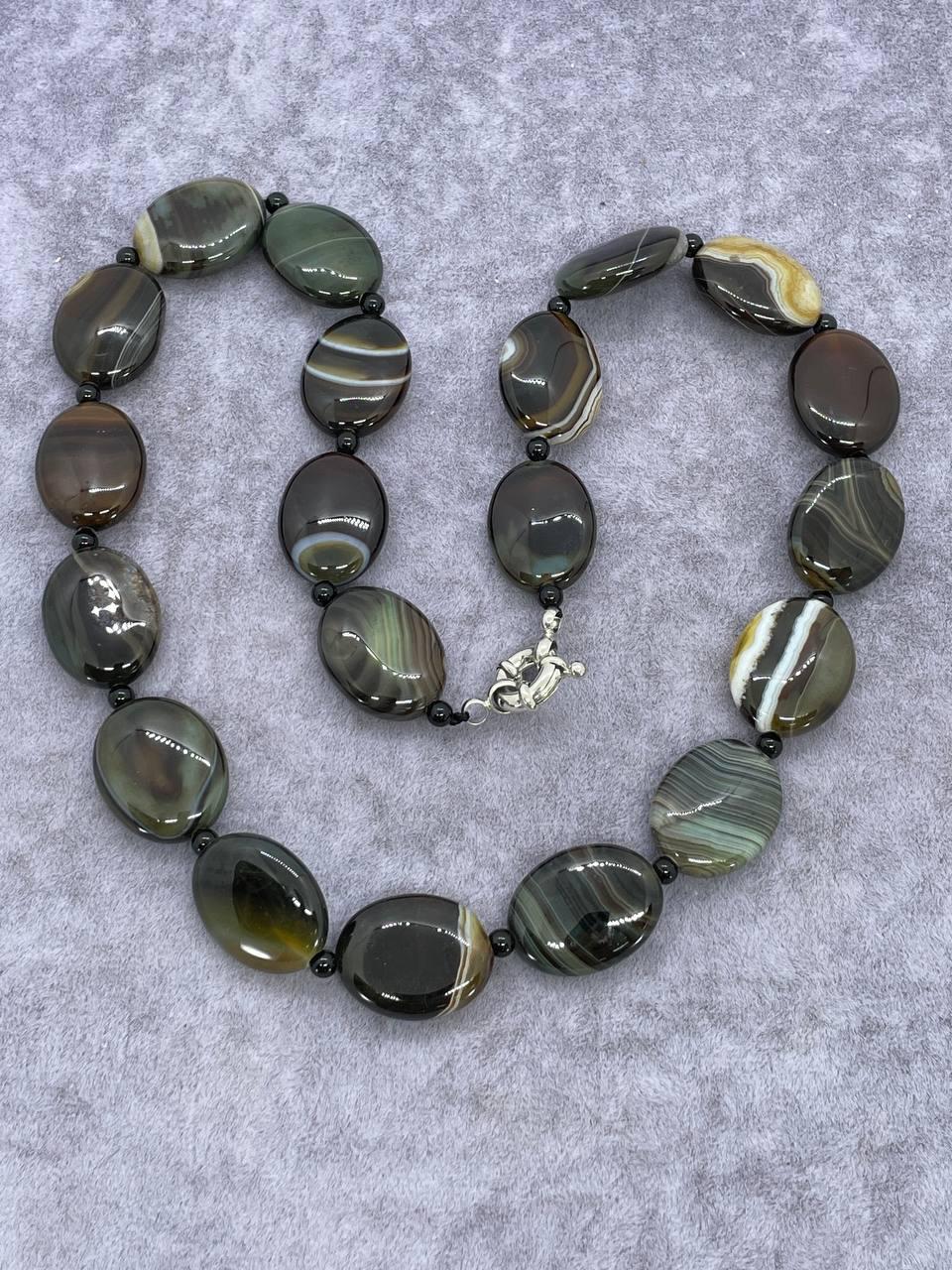 Бусы агат 45 см Черный (1270)