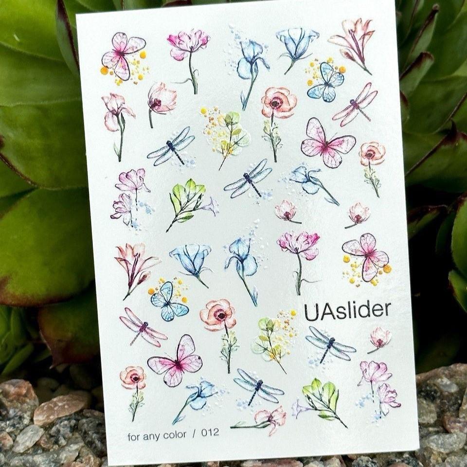 Слайдер для маникюра UASlider Цветы и стрекозы 012