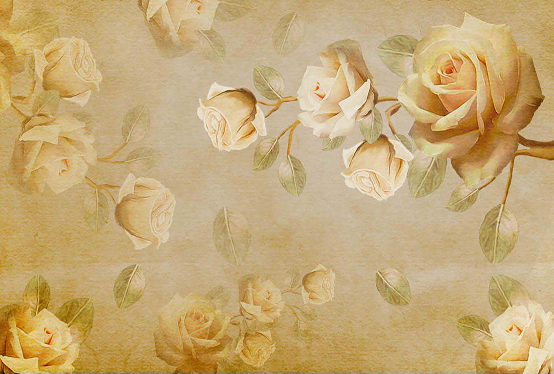 Фотообои WS Wallpaper Песочные розы 392x270 см (31354)
