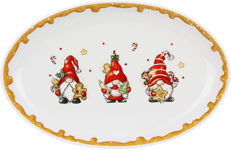 Блюдо овальное керамическое Гномы с Пряниками 29х19 см (32328465)