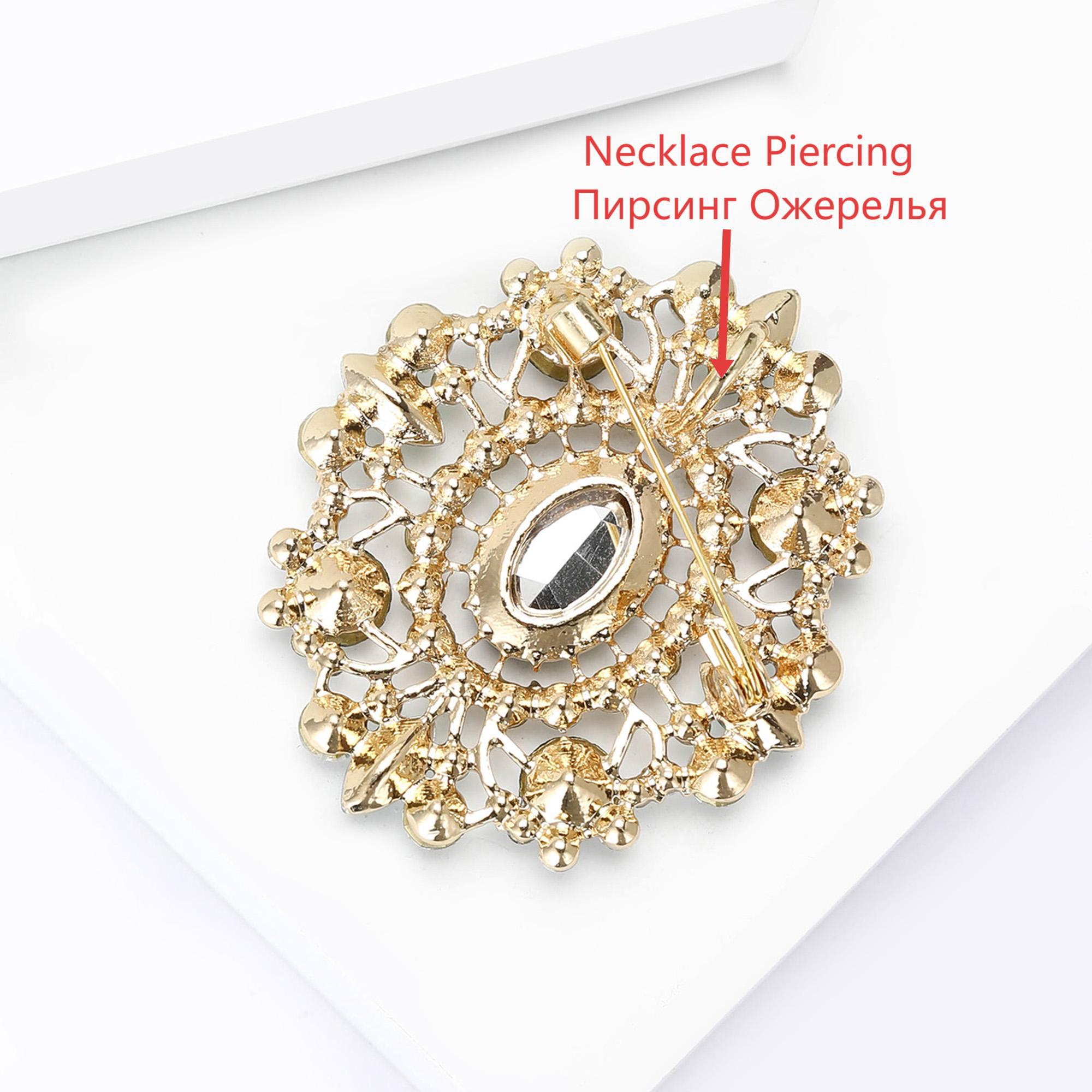 Брошка Овальна зі стразами 53x46 мм 17,2 г (494693364) - фото 2