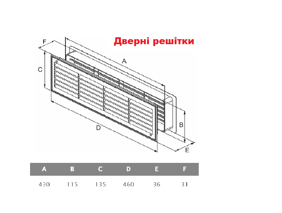 Вентиляційна решітка дверна AirRoxy пластикова 115x430 мм Brown (02-128) - фото 2