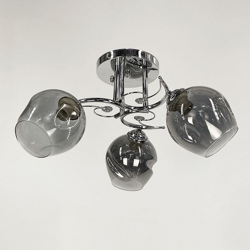 Люстра стельова Lighthouse LNF-17508/3 CH/GR із графітовим плафоном Хром Люстра стельова Lighthouse LNF-17508/3 CH/GR із графітовим плафоном Хром