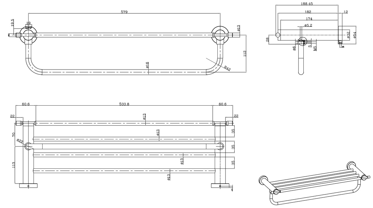 Полка с держателем для полотенец Gappo G1824 580 мм Хром - фото 2 Полка с держателем для полотенец Gappo G1824 580 мм Хром - фото 2