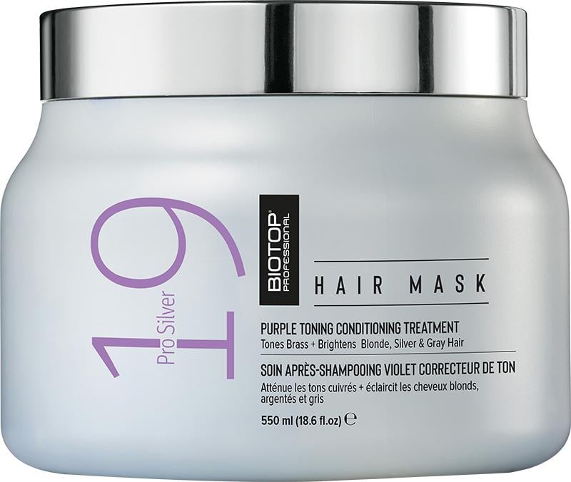 Маска для волос BIOTOP 19 Pro Silver нейтрализация желтизны и блеск холодных оттенков 550 мл (34874)