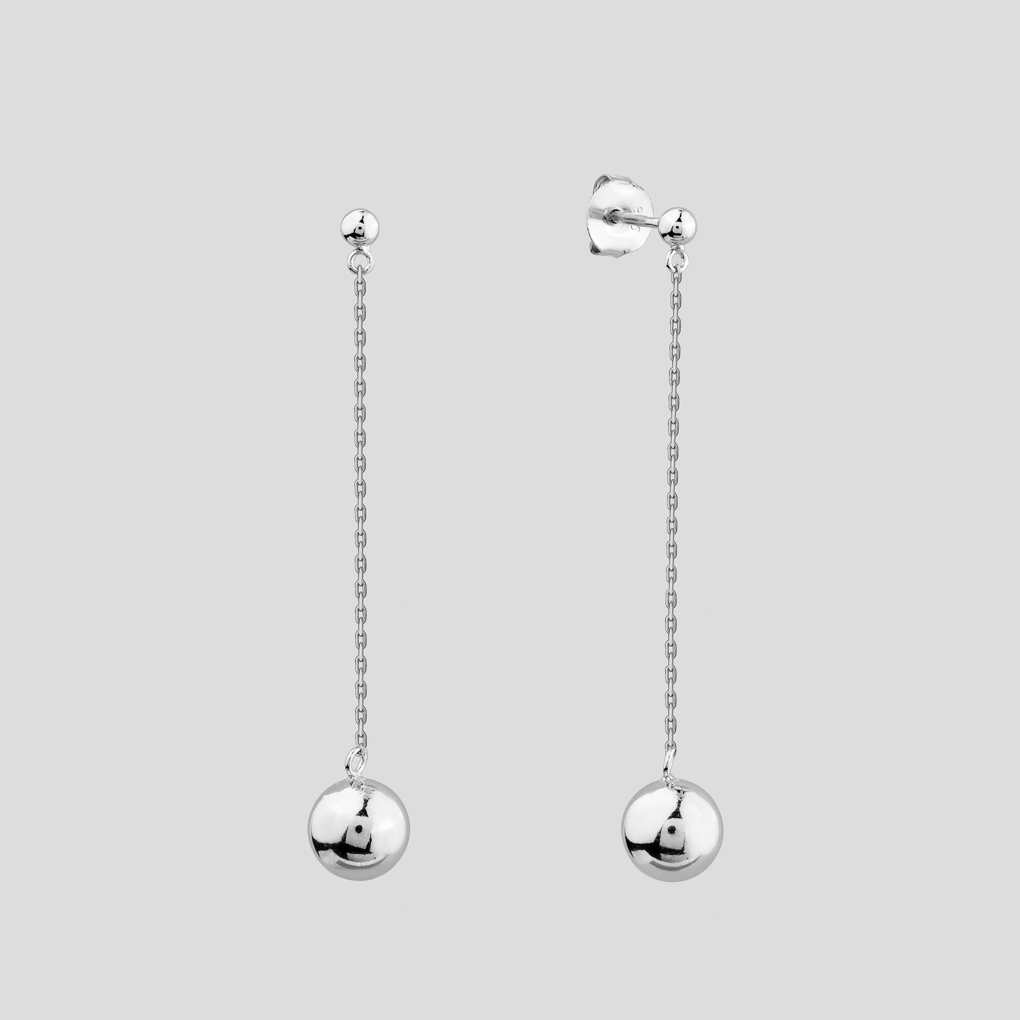 Серебряные серьги Minimal Игривые сферы (16500)