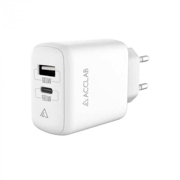 Зарядний пристрій Acclab AL-TC220 1xUSB 1xType-C White (1283126556494)