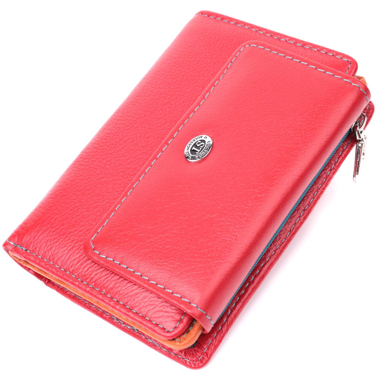 Кошелек женский ST Leather 22503 с яркой внутренней окраской из натуральной кожи Красный (168-136-22503)