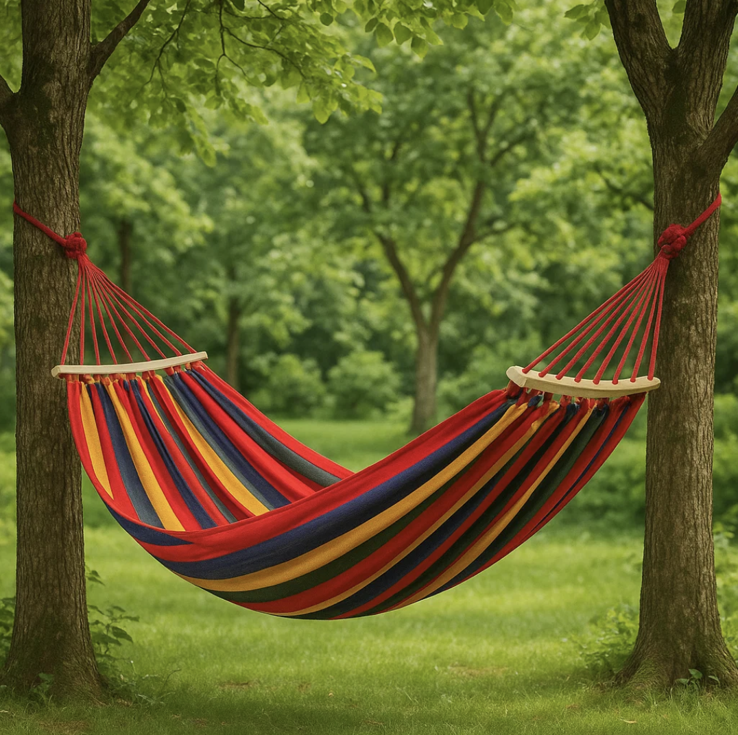 Гамак мексиканский тканевый с деревянной планкой для дома и сада 200х80 см (Е500052)