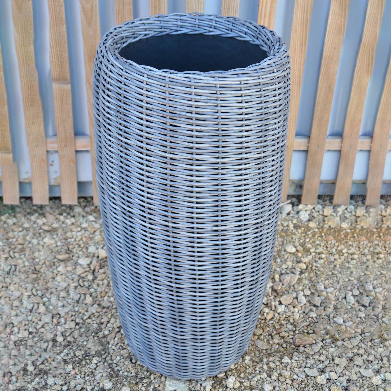 Кашпо високе для квітів та рослин з штучного ротангу/ручної роботи 20 л Сірий меланж (24762849) - фото 5 Кашпо високе для квітів та рослин з штучного ротангу/ручної роботи 20 л Сірий меланж (24762849) - фото 5