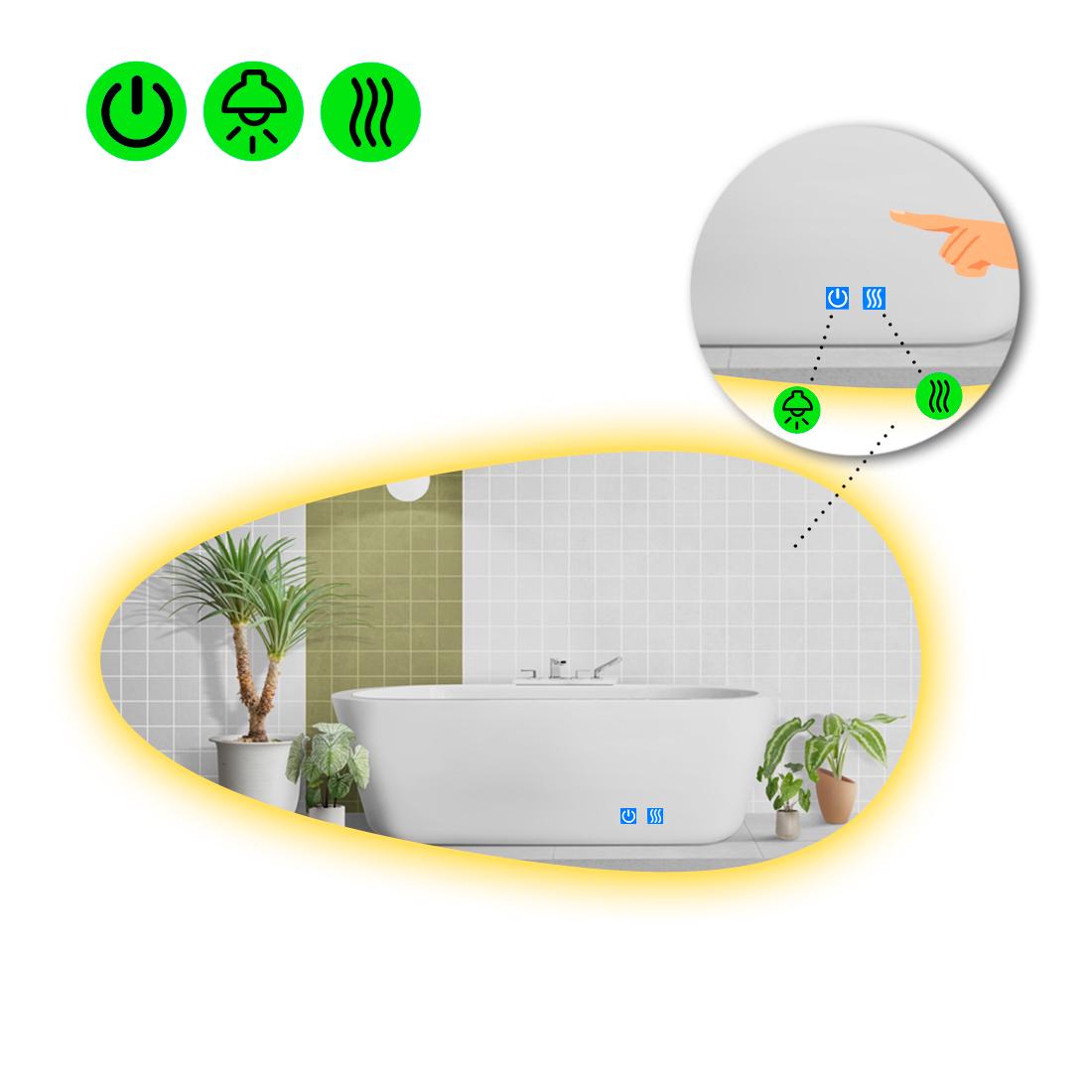 Зеркало с LED подсветкой Occhio 2 с двумя сенсорами 140x70 см
