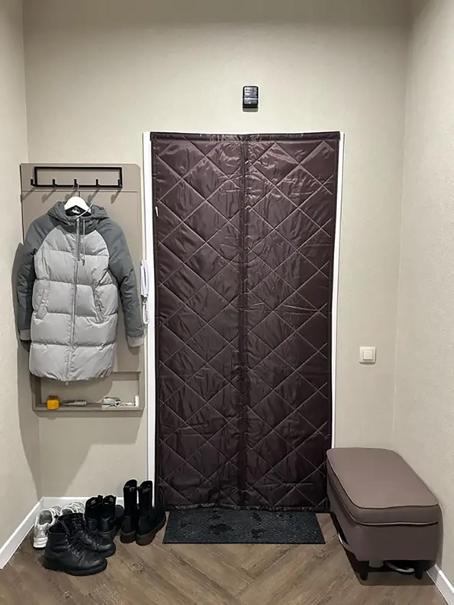 Штори теплоізоляційні для вхідних дверей на магнітах 90х210 см Сірий (29424083) - фото 10