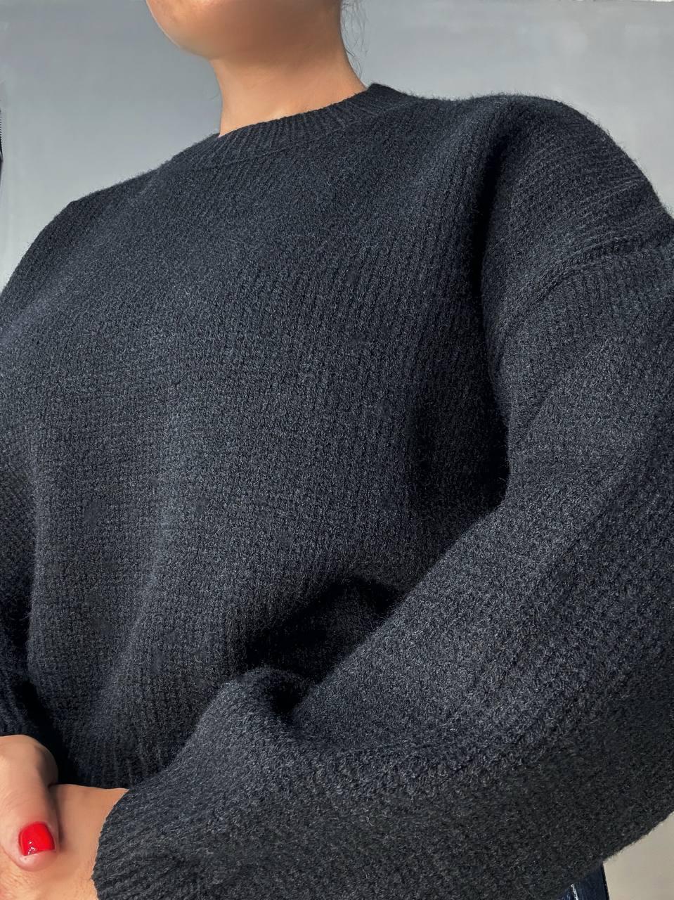 Свитер женский Fancy Matinee 539 оверсайз однотонный OS Черный (5304) - фото 5