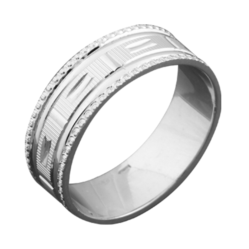 Обручка срібна широка з глибоким рельєфним узором р. 18