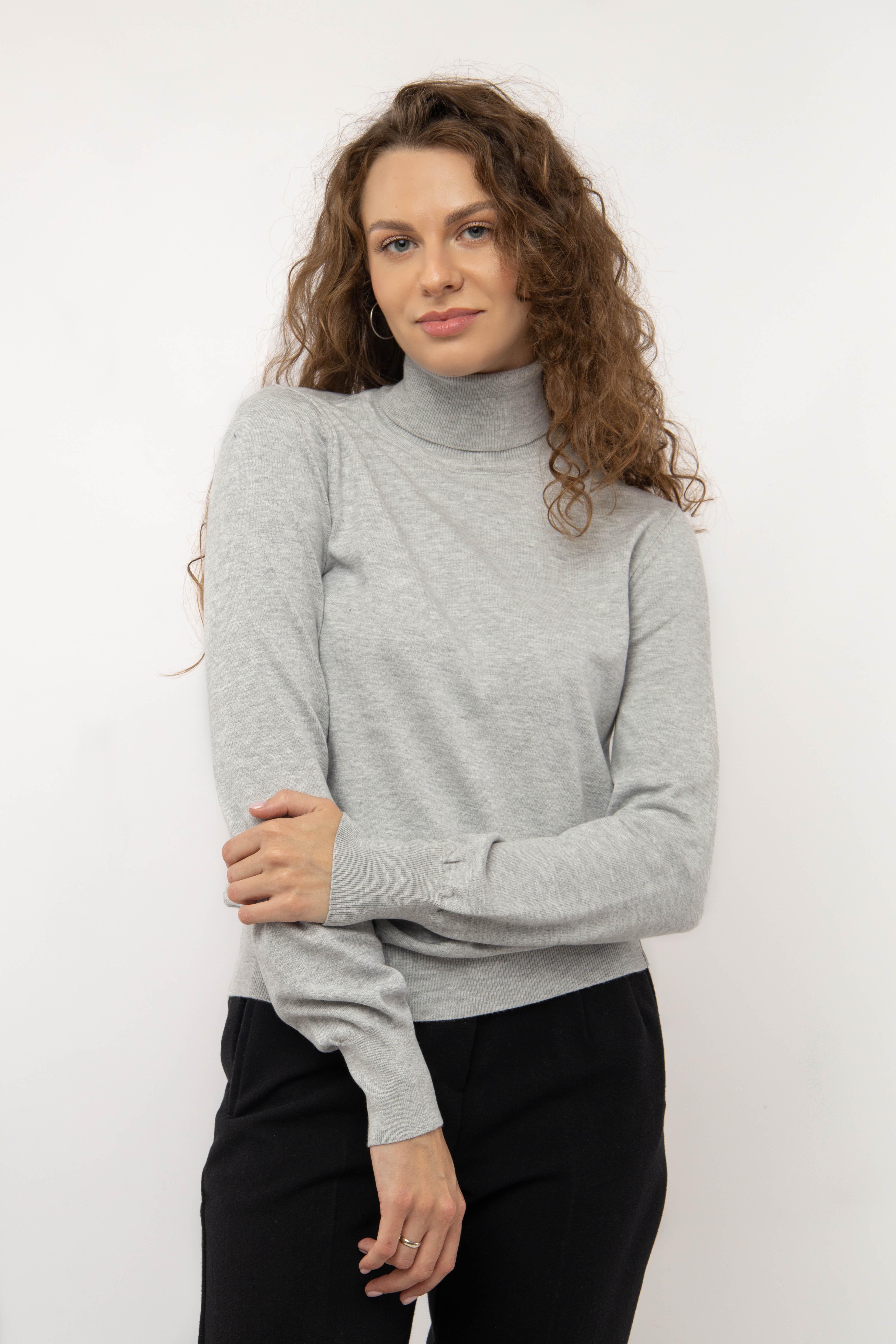 Гольф женский с длинным рукавом ЦБ-00233061 р. 48 Серый (SKT000940481)