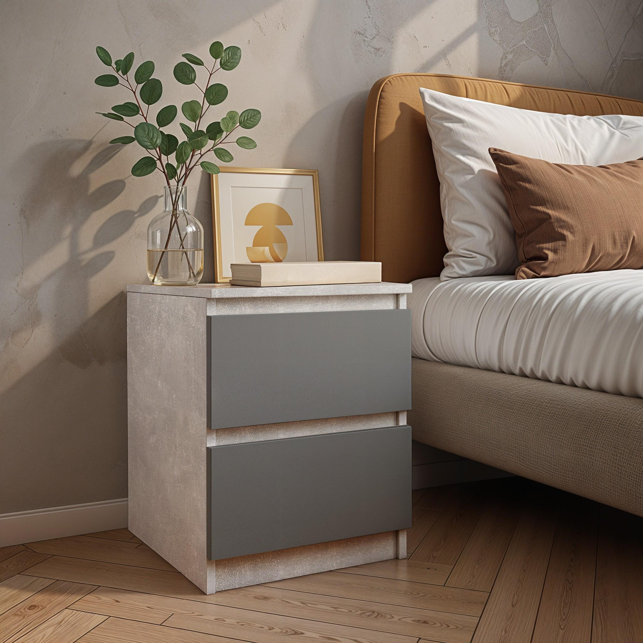 Тумба прикроватная FT-225 400х400х530 мм Бетон/Антрацит - фото 1