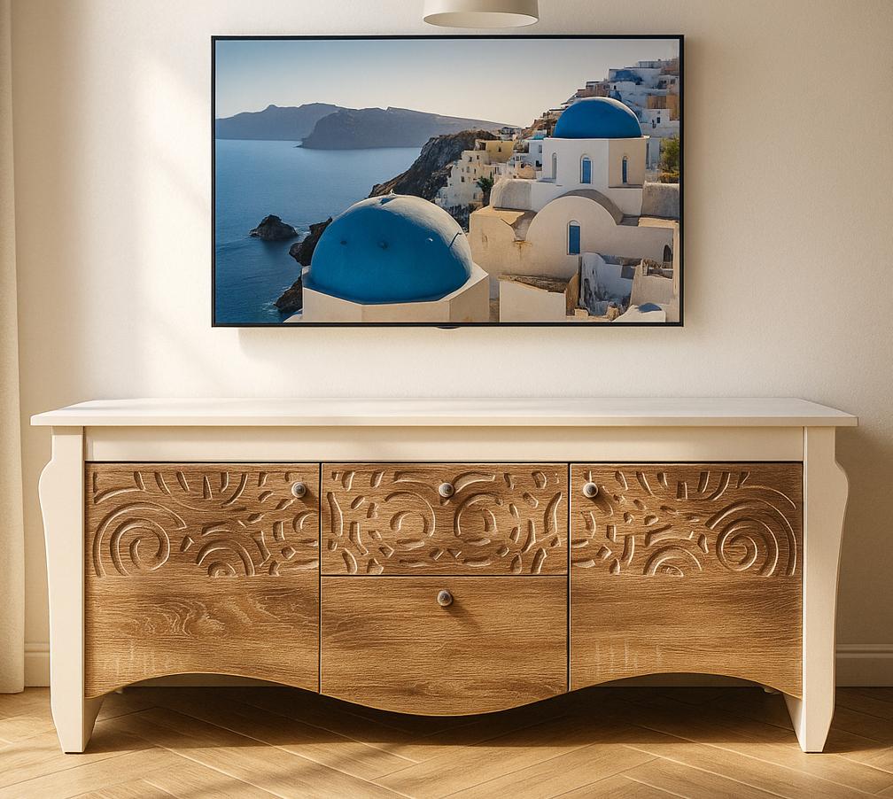 Тумба под ТВ Мастер Форм Гефест 1360х450х560 мм Белый/Дуб сонома (907811)