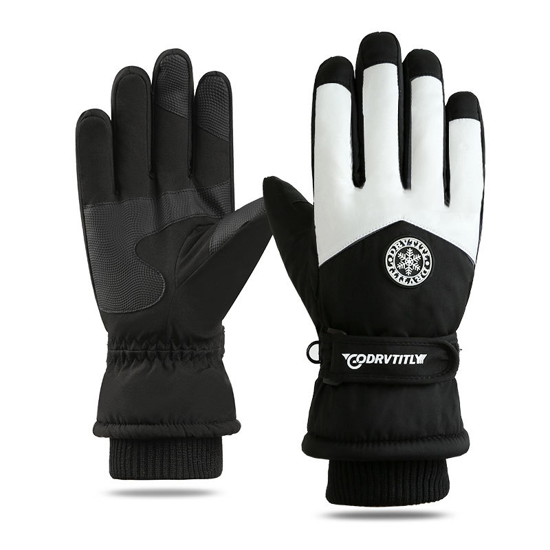Термоперчатки зимние с флисовой подкладкой Codrvtitly Черный с белым (KT60001332)