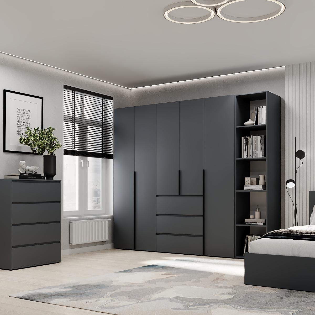 Шафа розпашна комбінована ART IN HEAD №14 Light 2400x500x2200 мм Графіт сірий (GALTK0147000000) - фото 3 Шафа розпашна комбінована ART IN HEAD №14 Light 2400x500x2200 мм Графіт сірий (GALTK0147000000) - фото 3