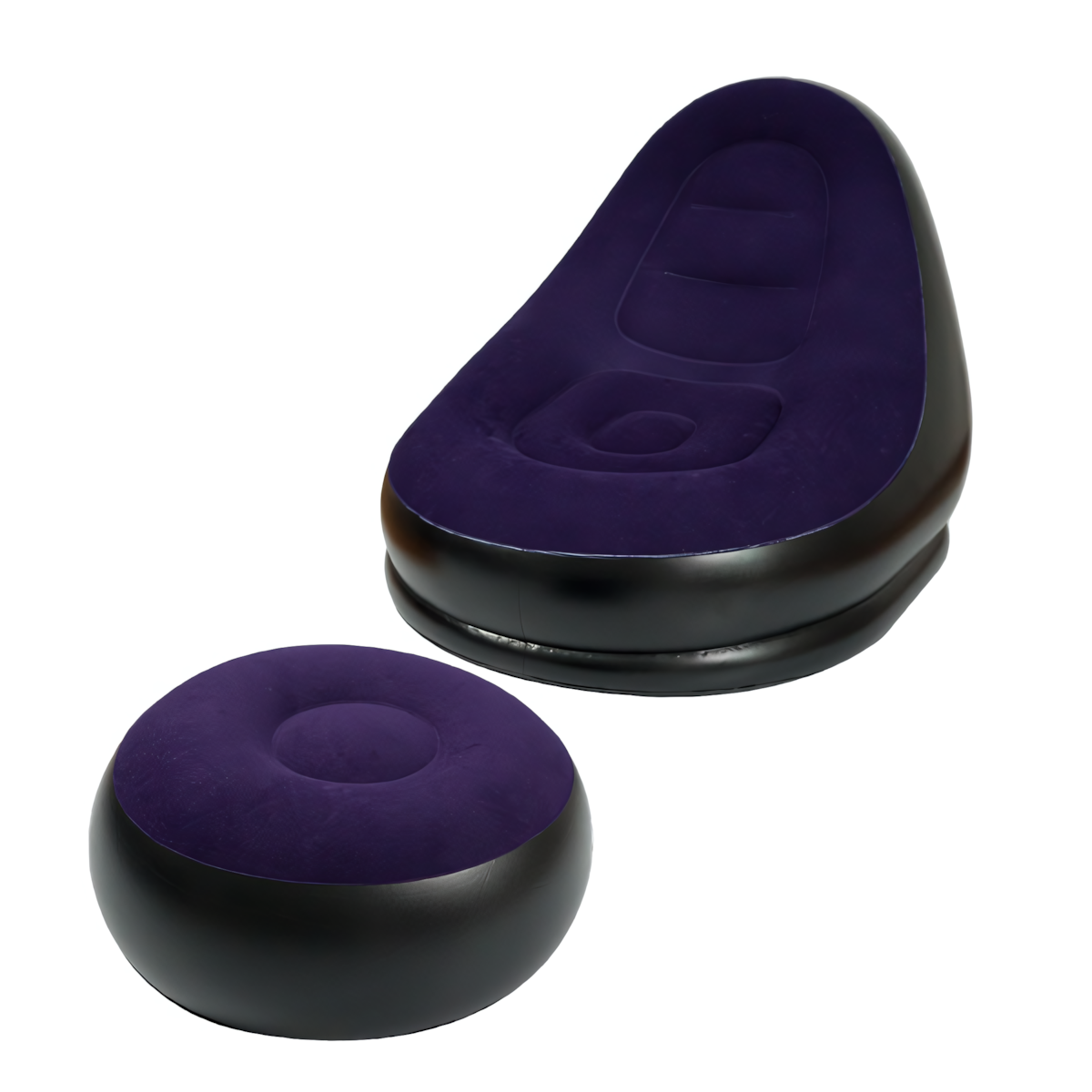 Кресло с пуфиком надувное Air Sofa с насосом для отдыха Синий (401078)