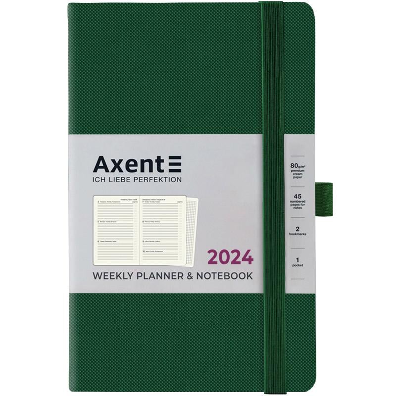 Еженедельник 2024 Axent Partner Soft Diamond 125х195 мм 96 л. Изумрудный (8518-24-55-A)