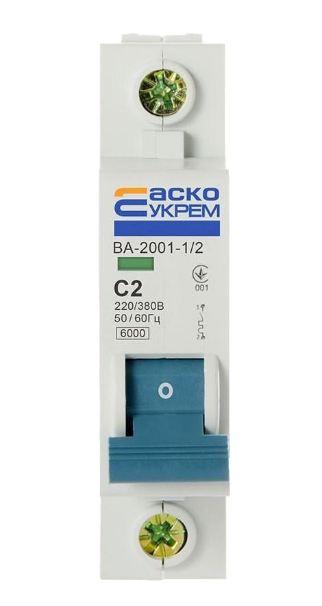 Автоматический выключатель Аско-Укрем ВА-2001 1р 2А (02783)