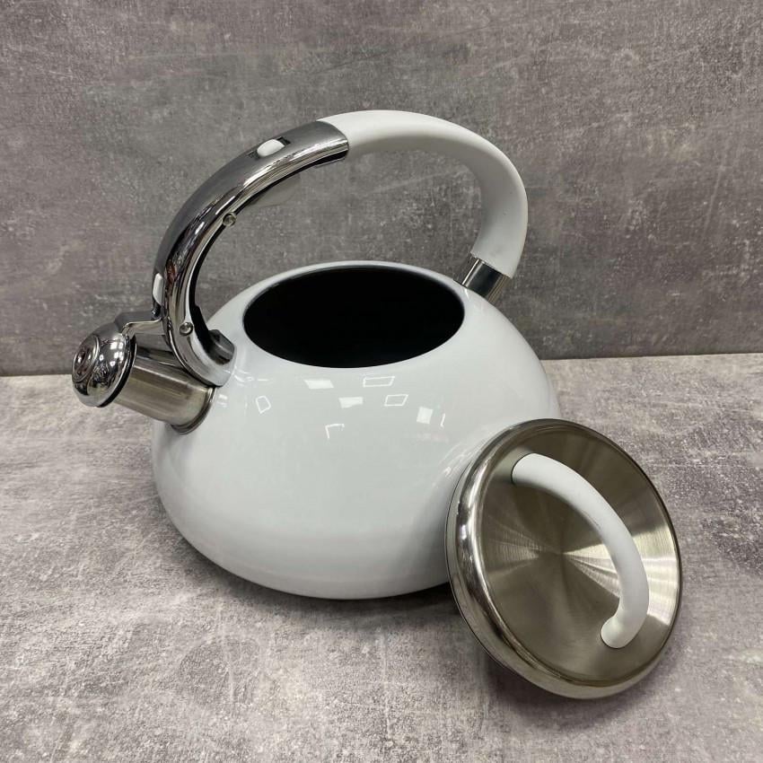 Чайник Empire EM-7709 из нержавеющей стали со свистком 3 л Белый (1778668362) - фото 2