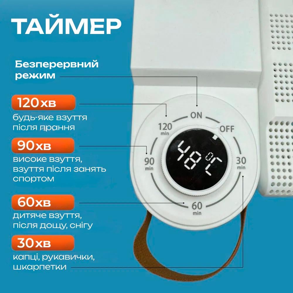 Электросушилка для обуви BRS антибактериальная с таймером Белый (440217059) - фото 7 Электросушилка для обуви BRS антибактериальная с таймером Белый (440217059) - фото 7