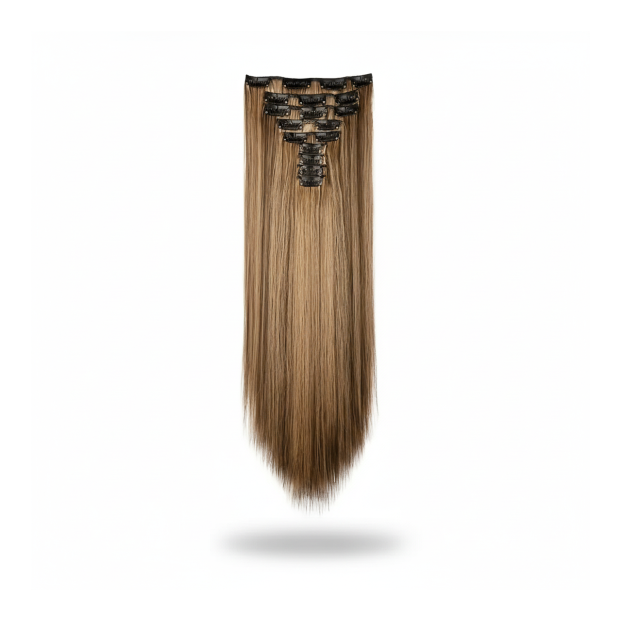 Набор трес из натуральных волос на заколках с бликами 9 шт. 60 см Шоколадно-коричневый (2812281924)