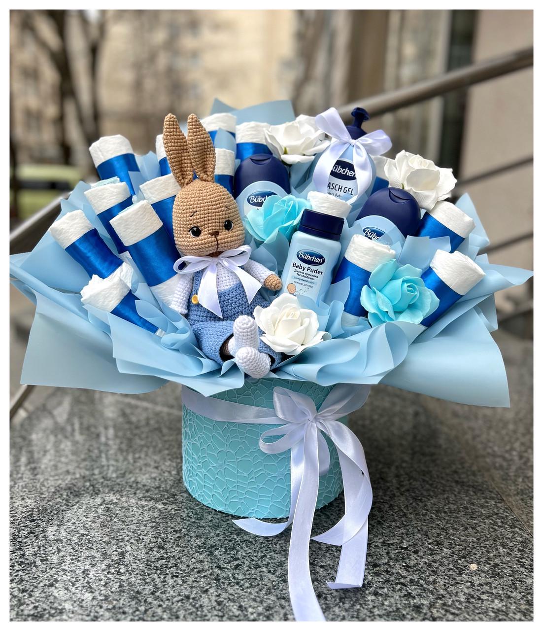 Букет з памперсів та дитячої косметики на виписку з пологового будинку Блакитний (2178008105) - фото 4 Букет з памперсів та дитячої косметики на виписку з пологового будинку Блакитний (2178008105) - фото 4